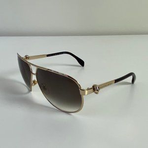 Alexander McQueen Gold Skull Aviator Sunglasses